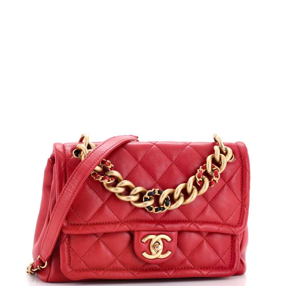 CHANEL Woven Chain Link CC Top Handle Flap Bag Qu… - image 3