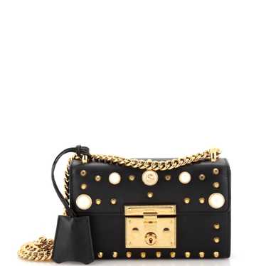 GUCCI Pearly Padlock Shoulder Bag Studded Leather 