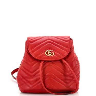 GUCCI GG Marmont Drawstring Backpack Matelasse Lea