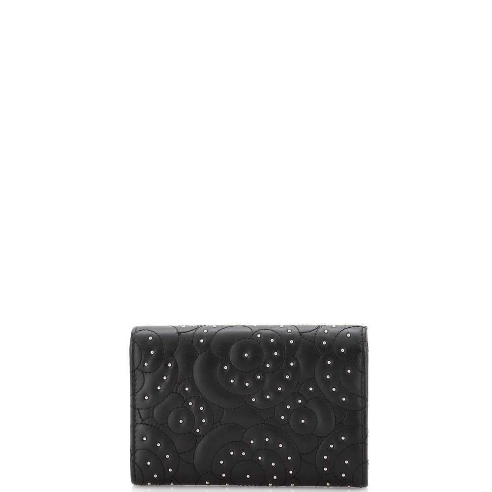 CHANEL Camellia Flap Wallet Studded Camellia Lamb… - image 4