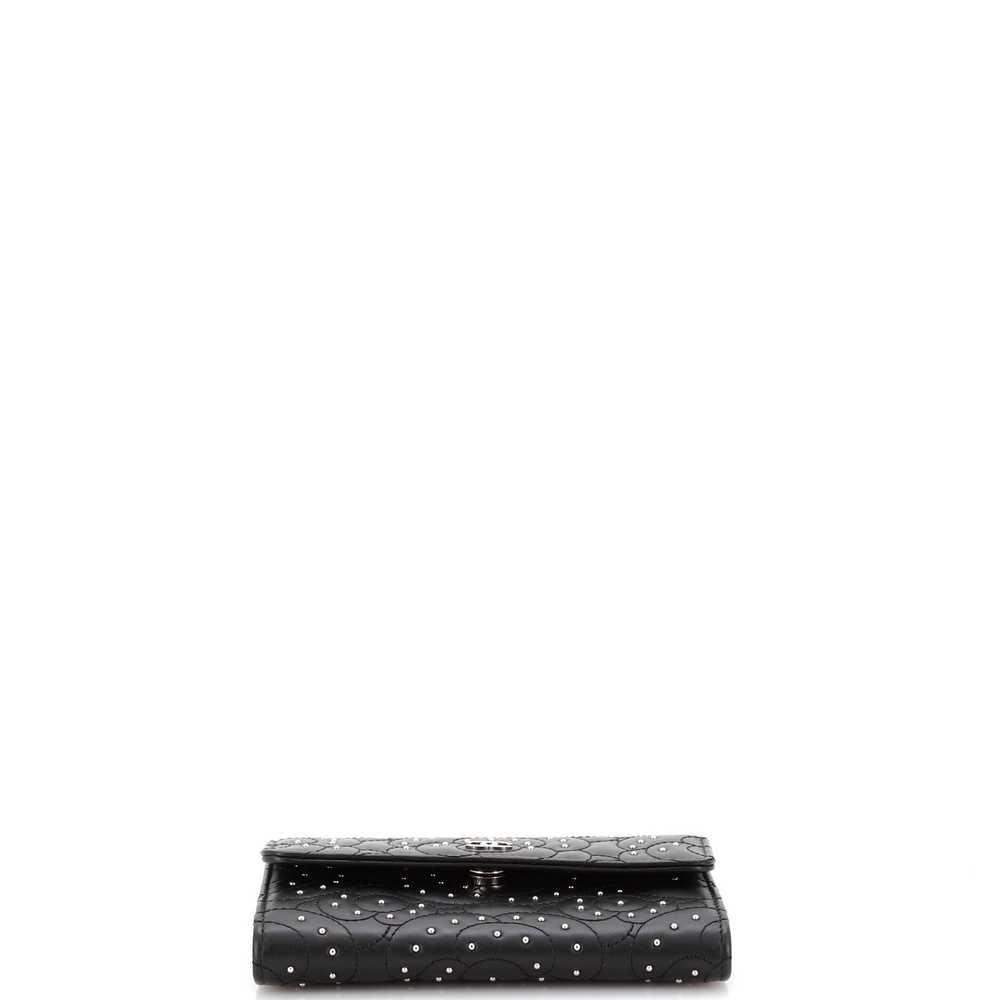 CHANEL Camellia Flap Wallet Studded Camellia Lamb… - image 5