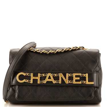 CHANEL Logo Enchained Flap Bag Quilted Calfskin Me