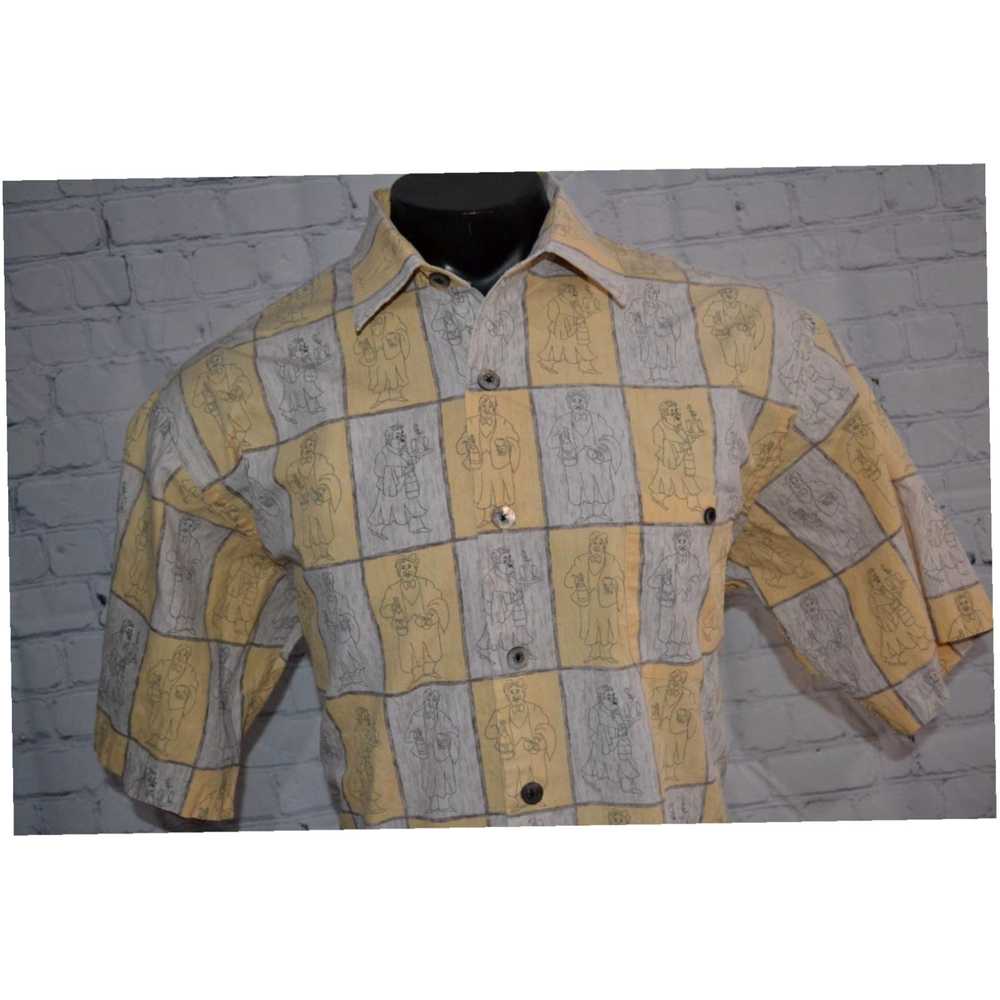 Vintage 42306-a Guy Buffet Shirt Gray Yellow 100%… - image 5