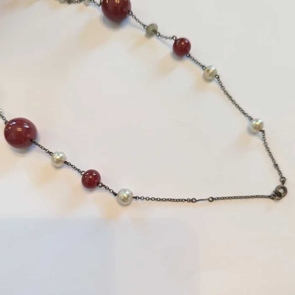 Art Deco Brass and Glass  Longchain Necklace - image 3