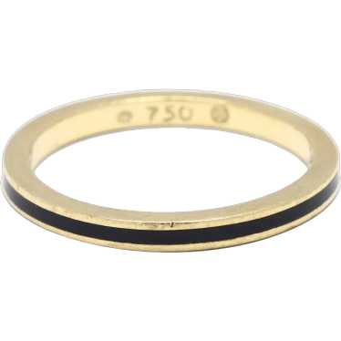 Hidalgo Thin Band Ring, Black Enamel and 18k Yello