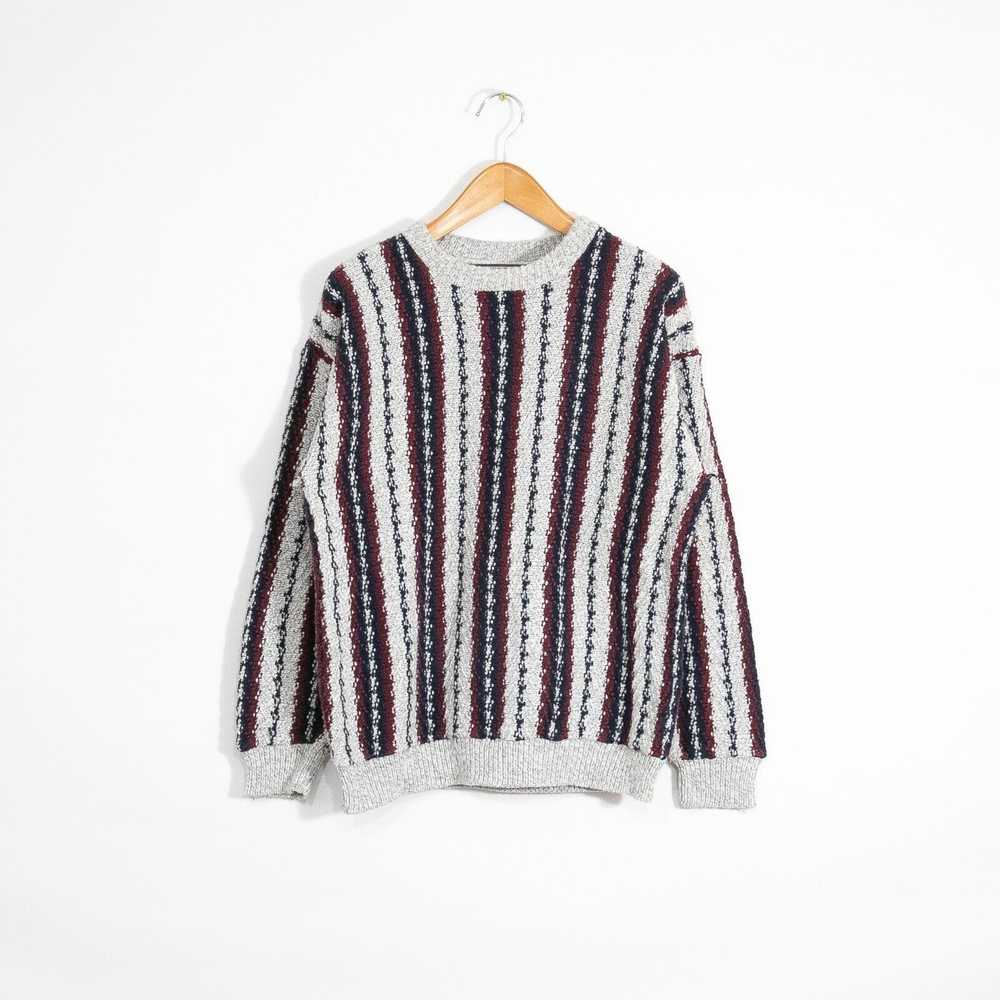 Vintage Vintage Striped Cotton Knit Sweater Mens … - image 1