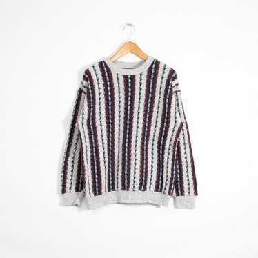 Vintage Vintage Striped Cotton Knit Sweater Mens … - image 1