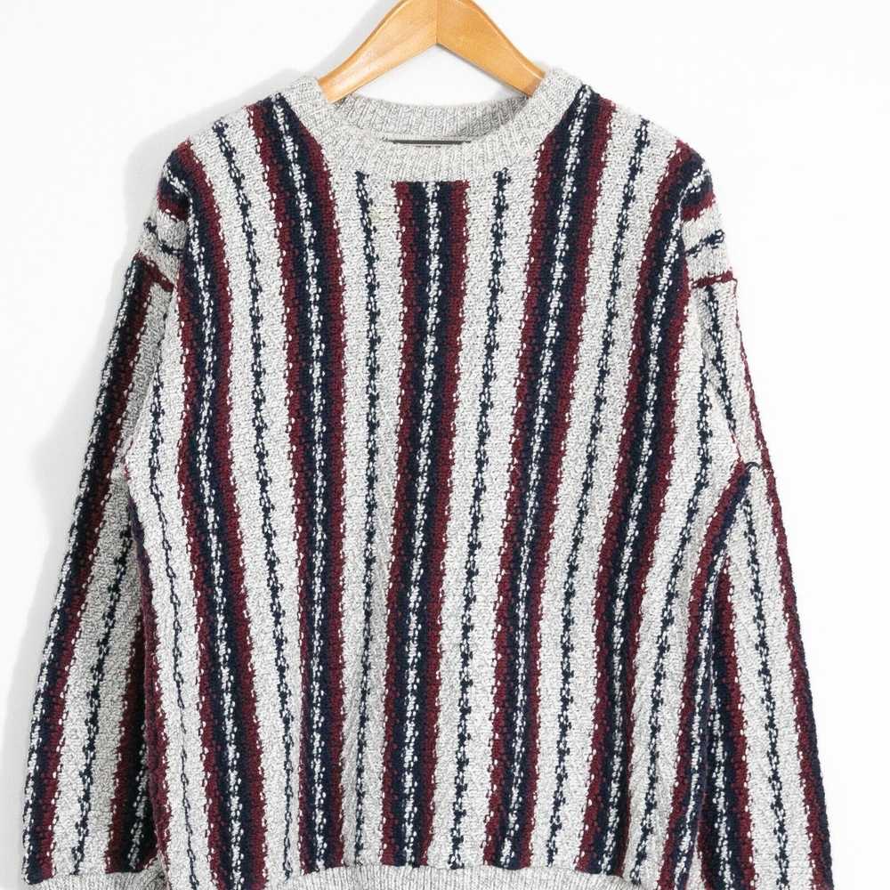 Vintage Vintage Striped Cotton Knit Sweater Mens … - image 2