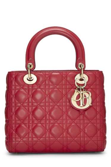 Red Cannage Quilted Lambskin Lady Dior Medium