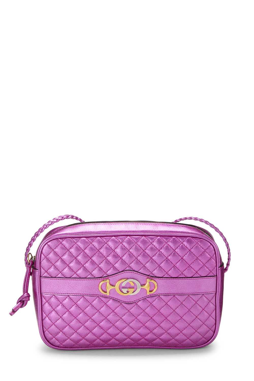 Pink Metallic Quilted Shoulder Bag Small - image 1