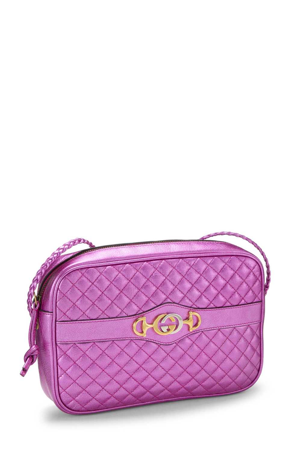 Pink Metallic Quilted Shoulder Bag Small - image 2