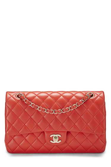 Orange Quilted Lambskin Classic Double Flap Medium