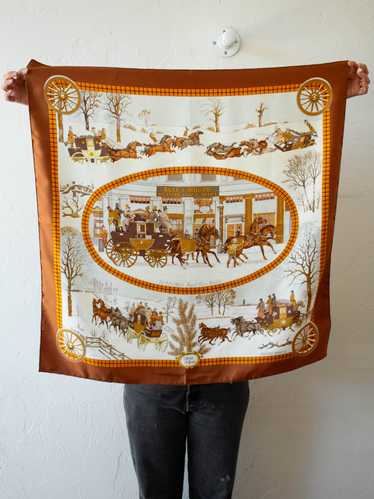 Vintage Hermes 1975 L'Hiver en Poste Silk Scarf - image 1