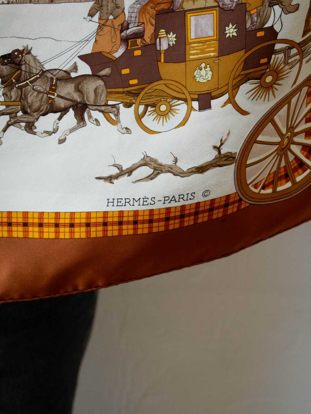 Vintage Hermes 1975 L'Hiver en Poste Silk Scarf - image 4