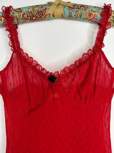 2000s Victoria's Secret Red Lace Top