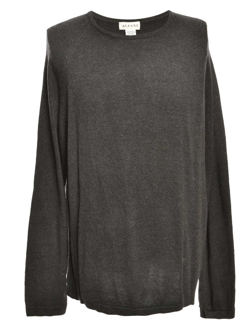 Long Sleeved Dark Grey Knit Jumper - L - image 1