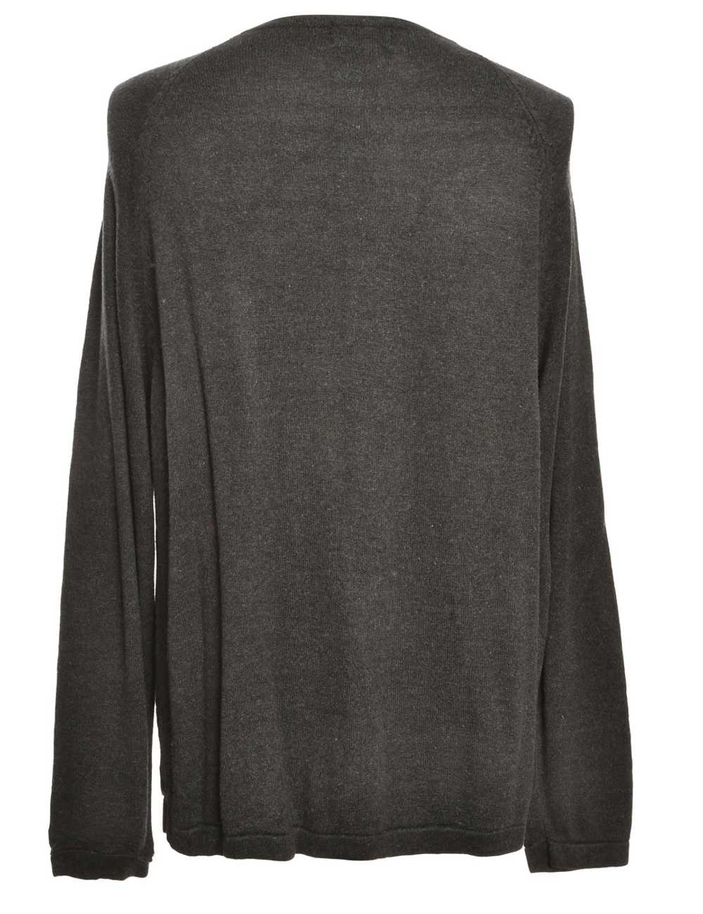 Long Sleeved Dark Grey Knit Jumper - L - image 2