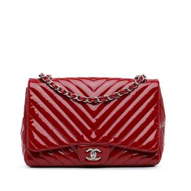 Product Details Chanel Red Patent Leather Jumbo C… - image 1