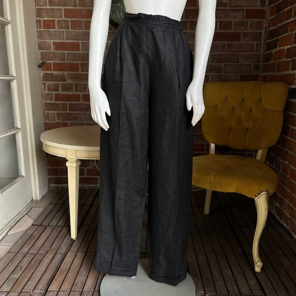 1980s Ralph Lauren Black Linen Pants - image 1