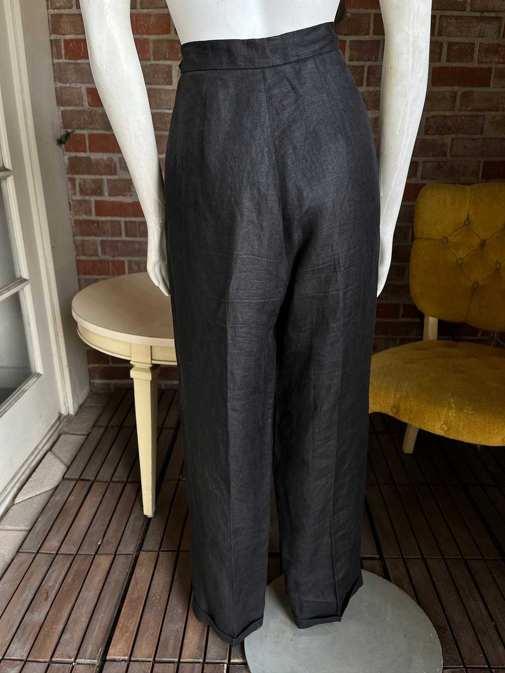 1980s Ralph Lauren Black Linen Pants - image 4