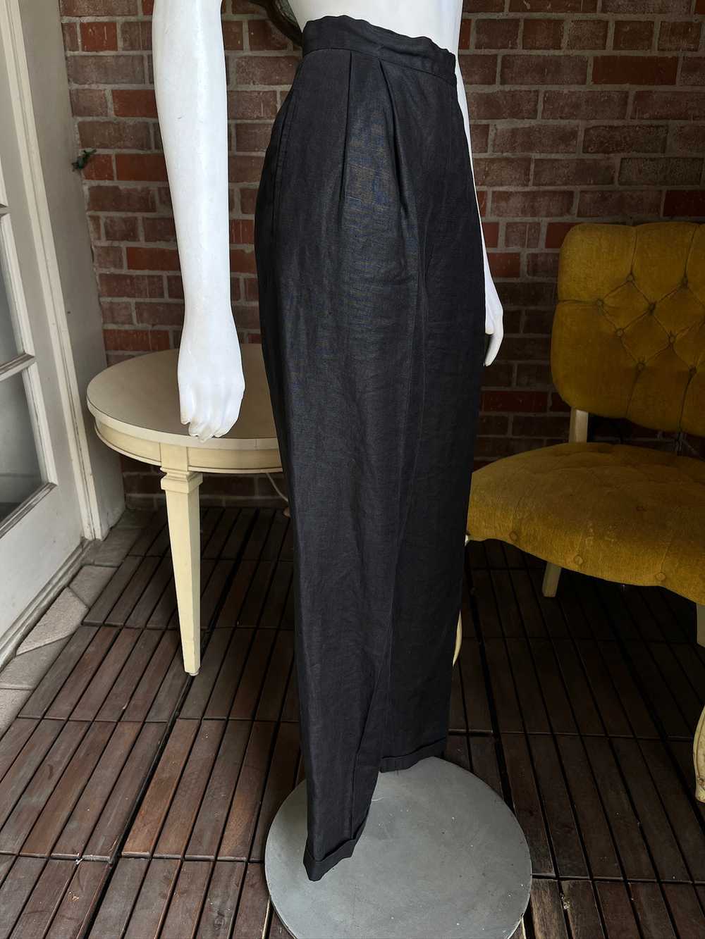 1980s Ralph Lauren Black Linen Pants - image 5