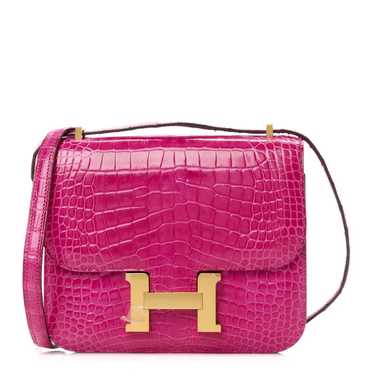 HERMES Shiny Alligator Constance 18 Rose Scheheraz