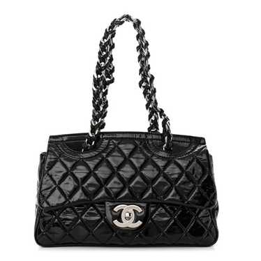 CHANEL Patent Quilted Day Glo Flap Bag Black - image 1