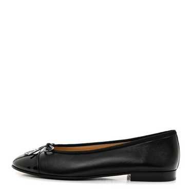 CHANEL Lambskin Patent Cap Toe Ballerina Flats 38 