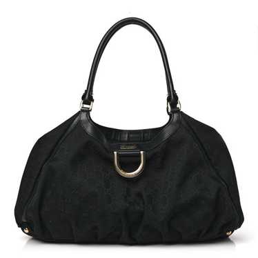 GUCCI Monogram Large D Gold Hobo Black