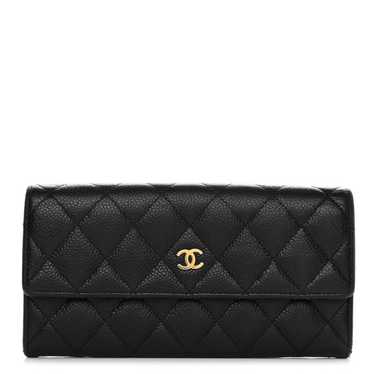 CHANEL Caviar Quilted Large Gusset Flap Wallet Bl… - image 1