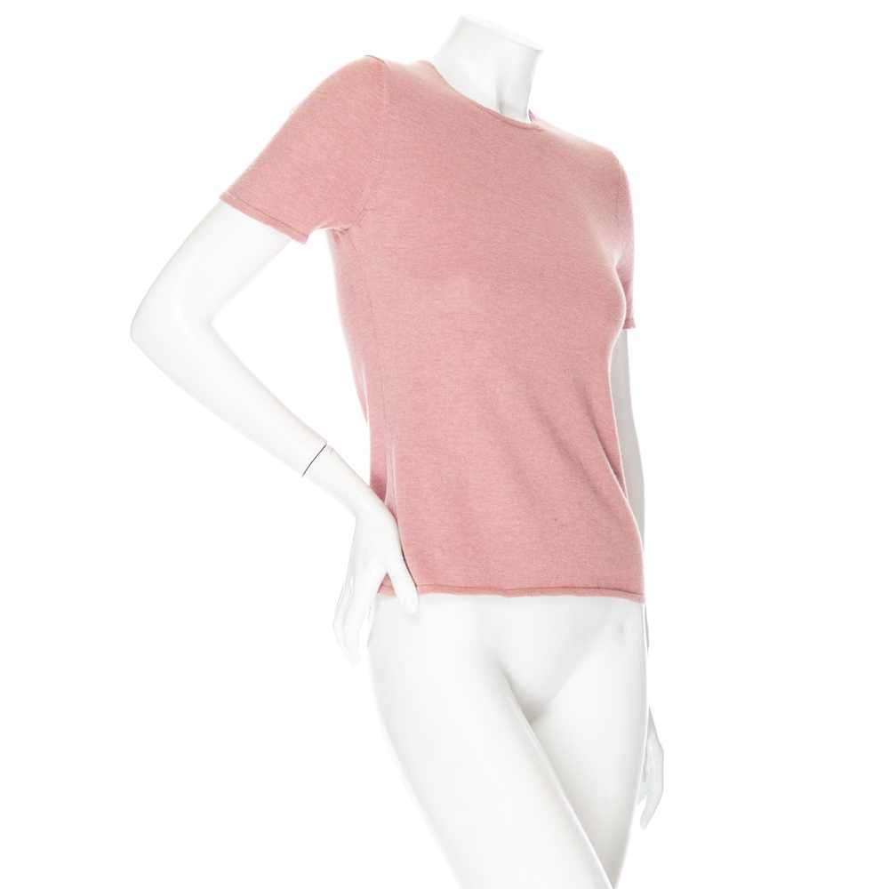 Dusty Pink Cashmere Crewneck Button-Detail Short … - image 2