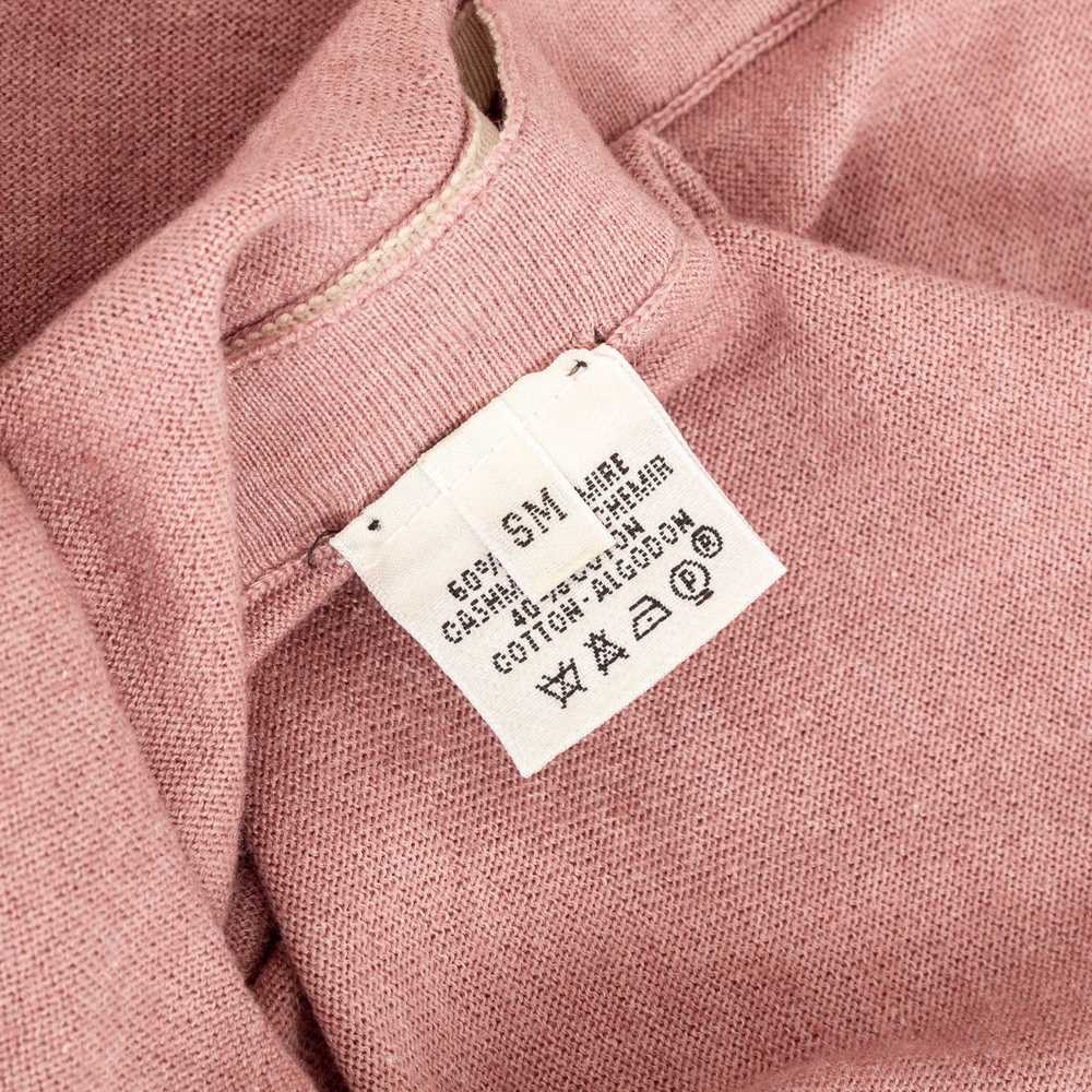 Dusty Pink Cashmere Crewneck Button-Detail Short … - image 7