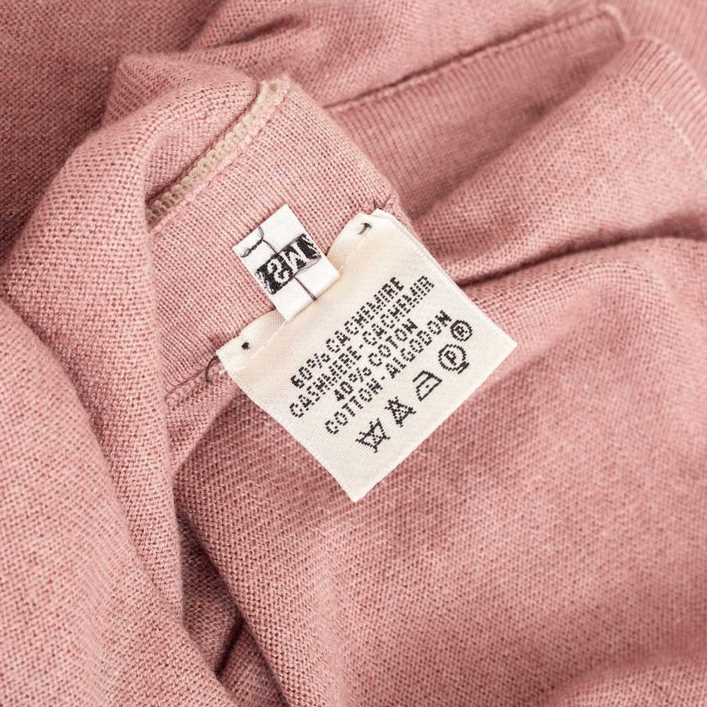 Dusty Pink Cashmere Crewneck Button-Detail Short … - image 8