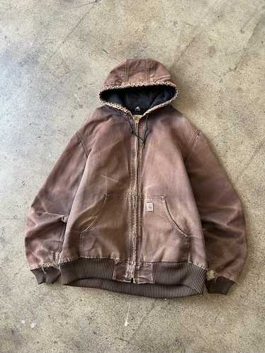 1990s Carhartt Hooded Work Jacket Faded Brown