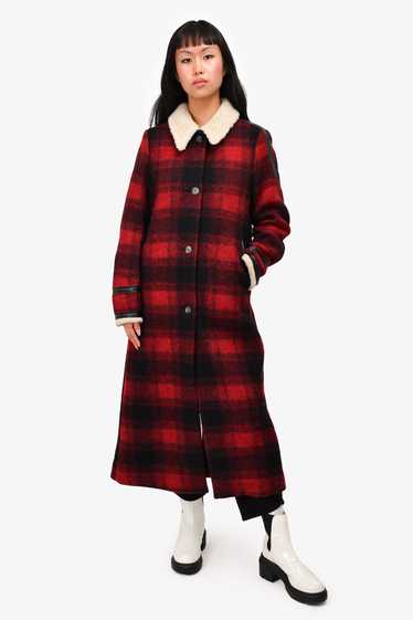 MM6 Maison Margiela Red/Black Wool Check Long Coat