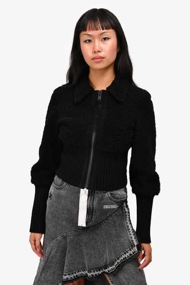 All Saints Black Sheepskin Cropped Zip-Up Jacket S