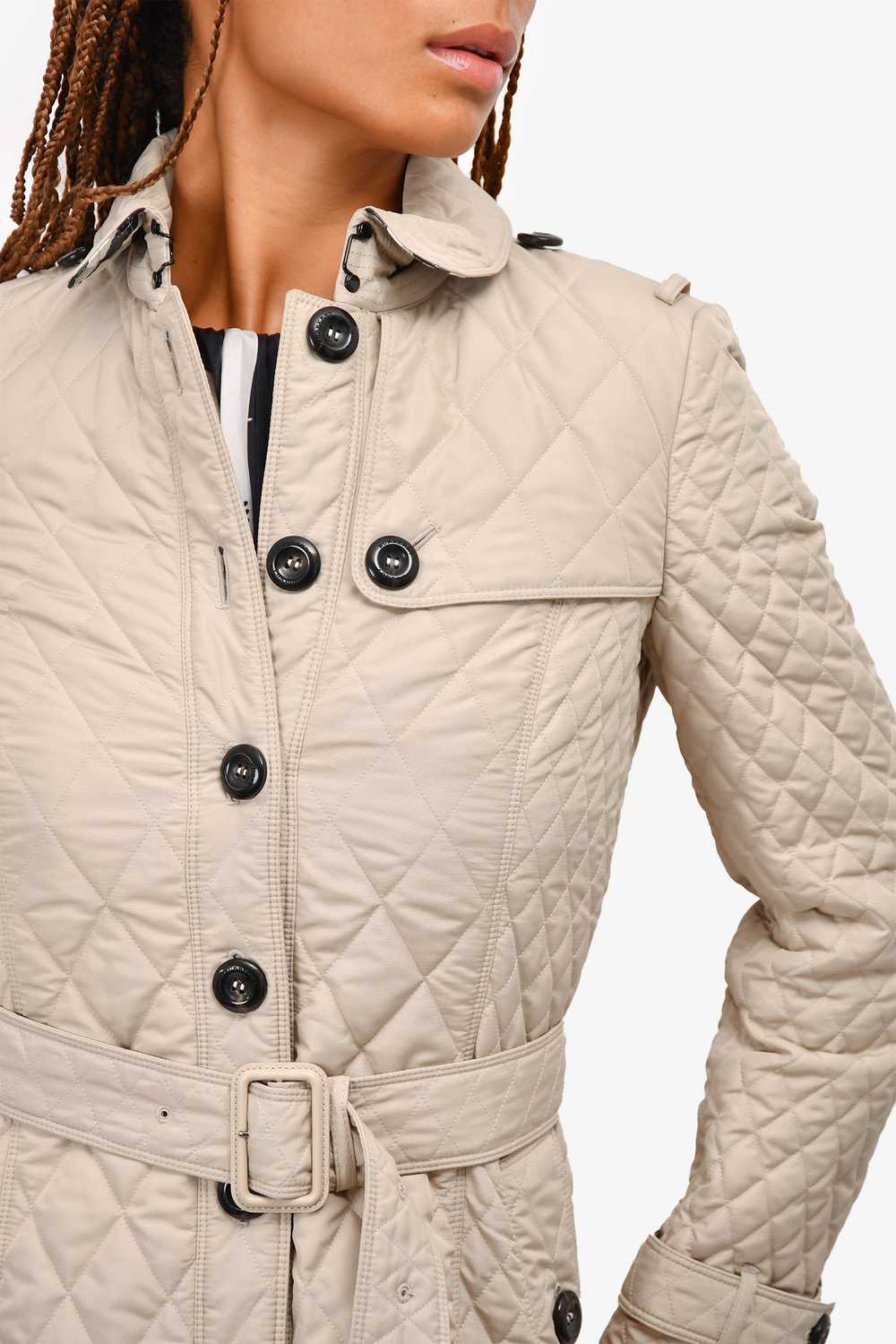 Burberry London Taupe Quilted Trench Coat with Be… - image 3