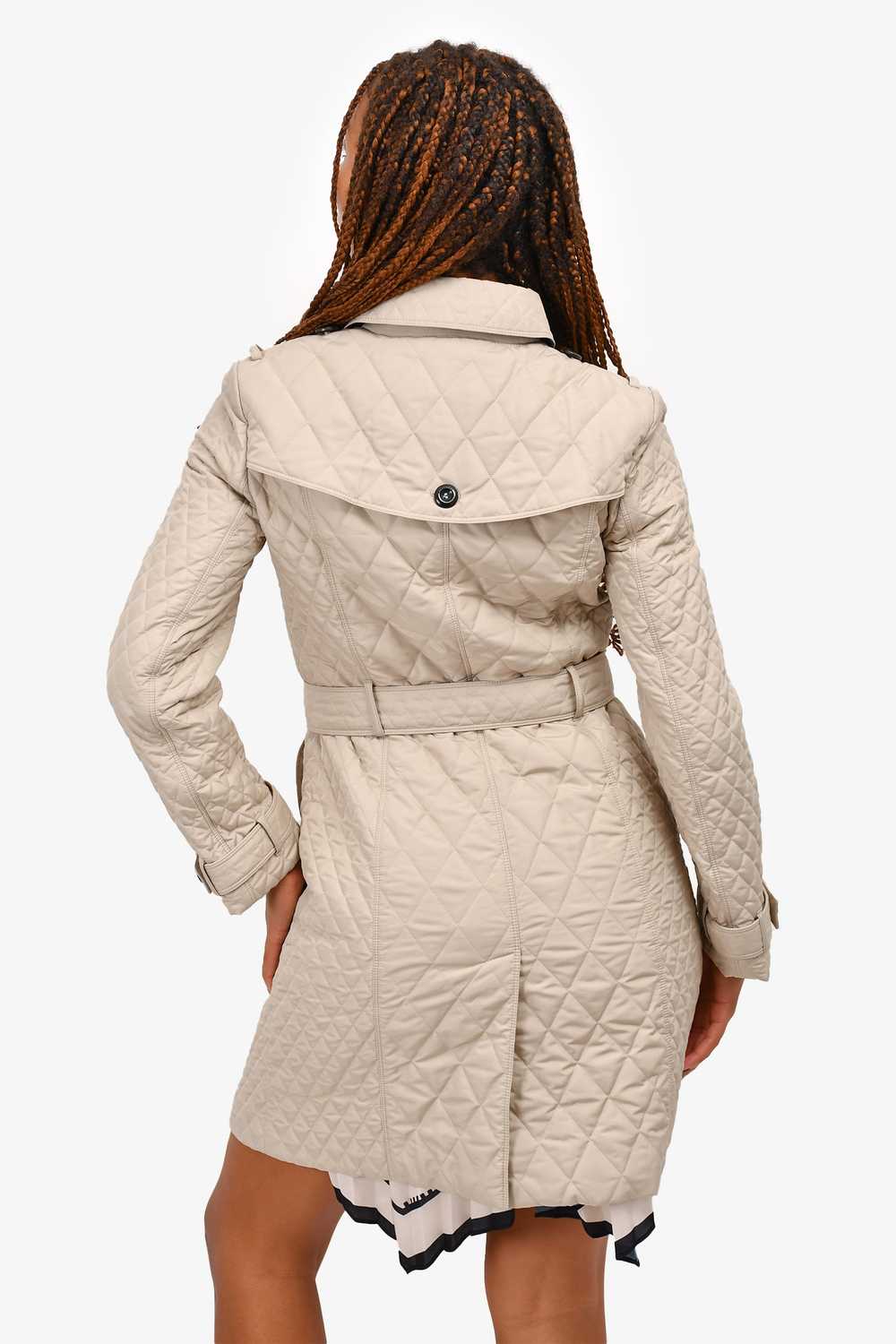 Burberry London Taupe Quilted Trench Coat with Be… - image 5