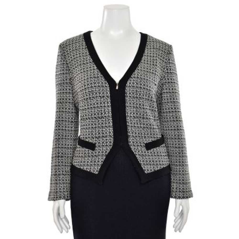 St. John Knits V-Neck Zip-Up Jacket w/ Black Trim… - image 1