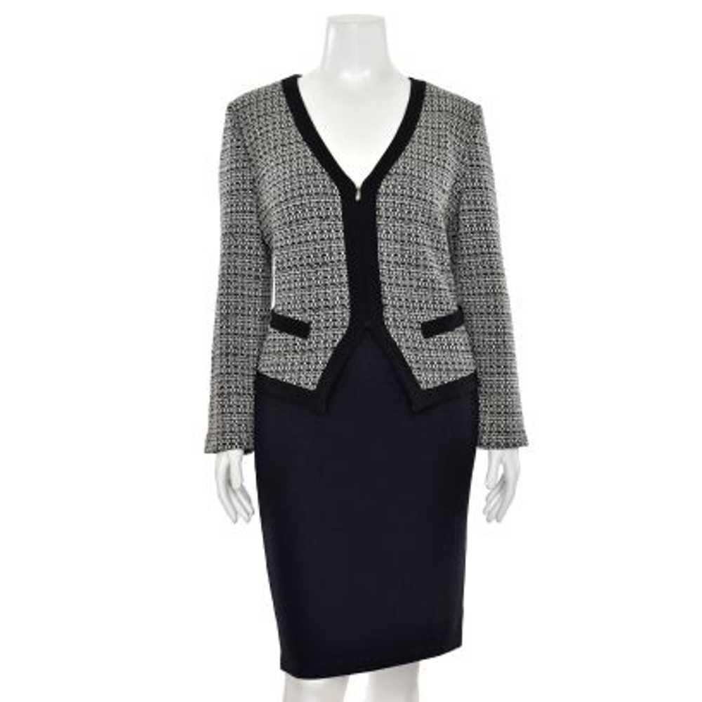 St. John Knits V-Neck Zip-Up Jacket w/ Black Trim… - image 2