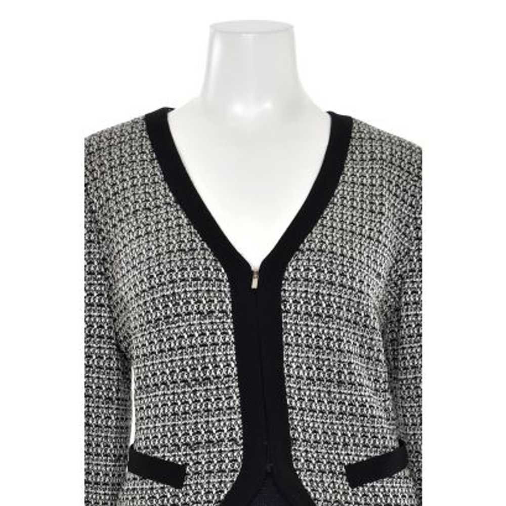 St. John Knits V-Neck Zip-Up Jacket w/ Black Trim… - image 3