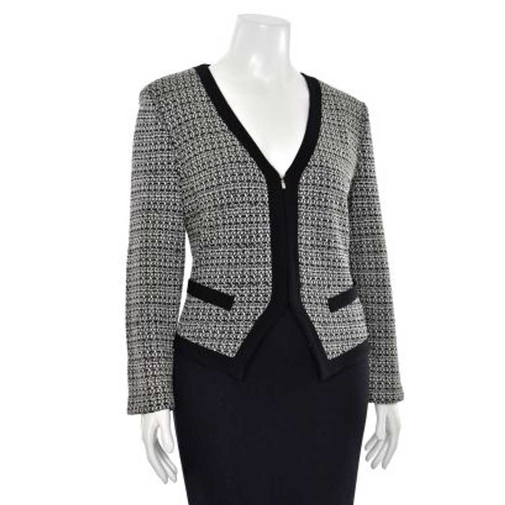 St. John Knits V-Neck Zip-Up Jacket w/ Black Trim… - image 5