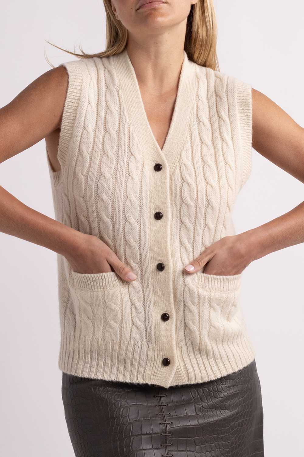 Vintage White Cable Knit Vest - image 1