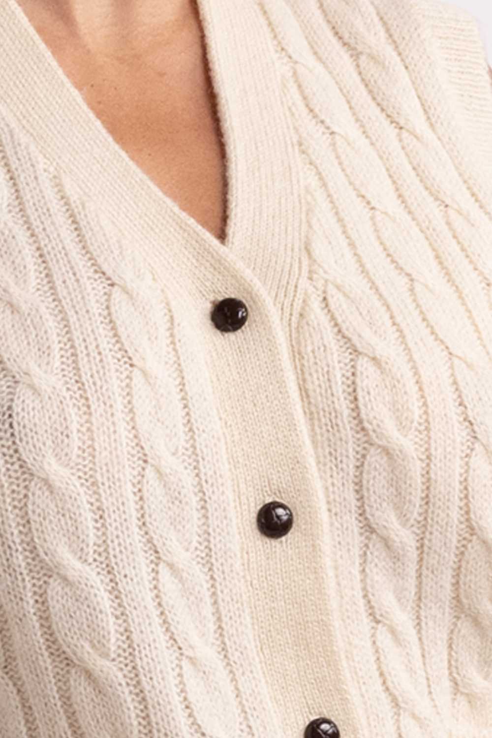 Vintage White Cable Knit Vest - image 2