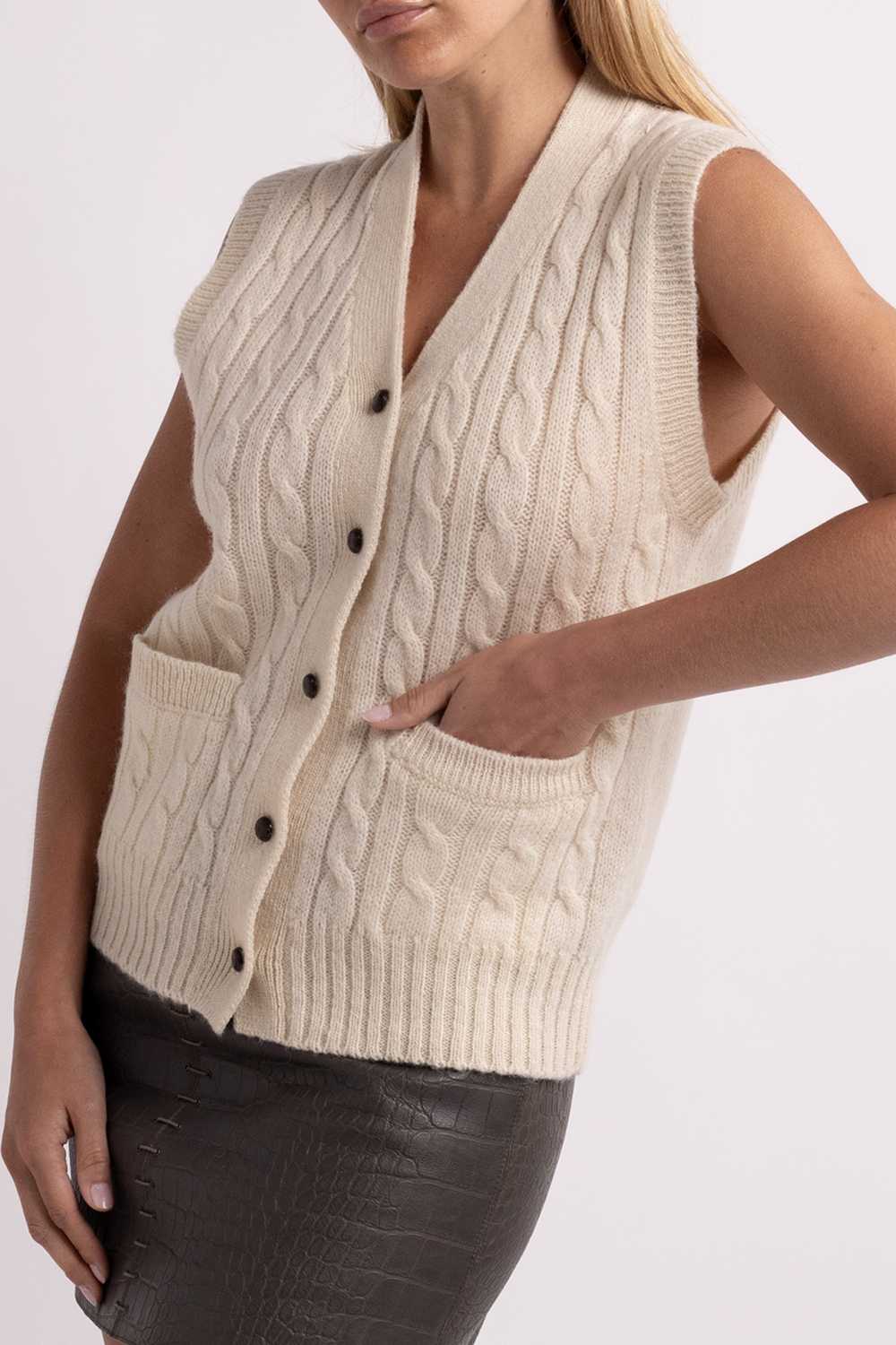 Vintage White Cable Knit Vest - image 3