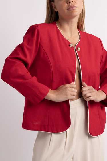 Vintage Red Blazer with White Trim