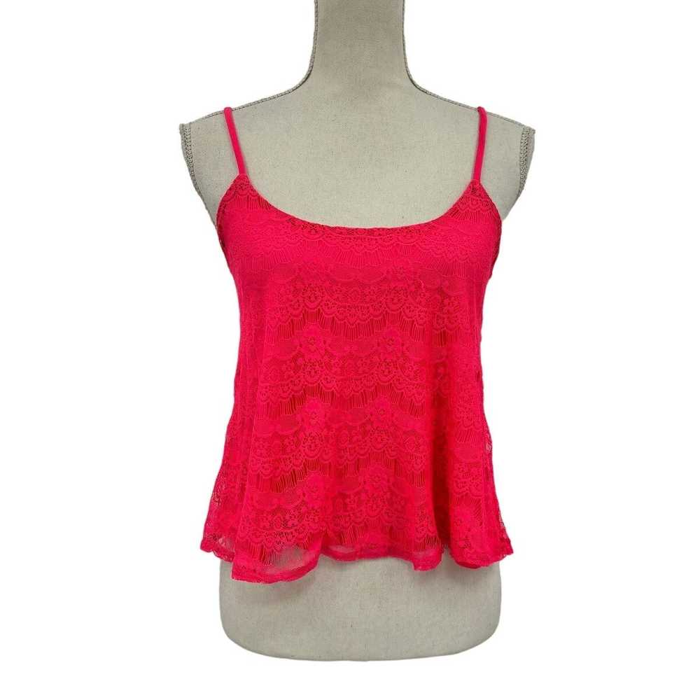 Other Charlotte Russe Hot Pink Lace Crop Top Size… - image 1