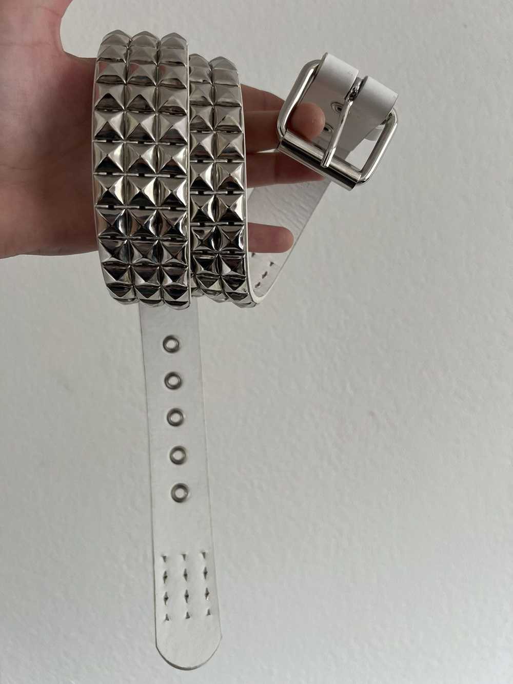 Designer × Vintage 2000s White Leather Silver Stu… - image 3