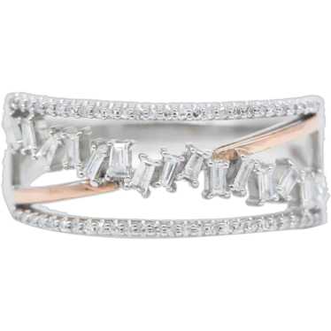 10K Baguette Diamond Zig Zag Square Band Ring Siz… - image 1