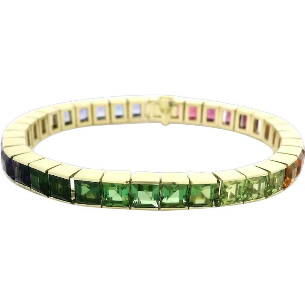 14k Gold Vivid Genuine Gradient Multicolor Square… - image 1